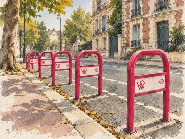 Illustration de rues commerçantes et de vélos