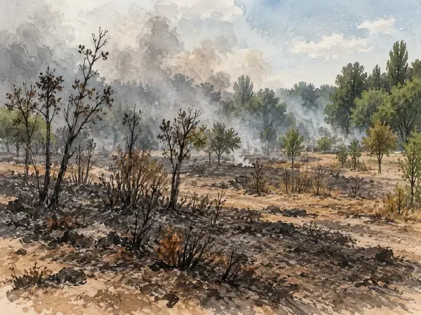 Illustration - parc municipal après un incendie