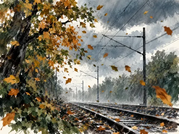 Illustration - Tempête sur les voies ferrées