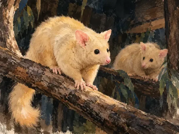 Illustration - Deux possums dorés au nocturama
