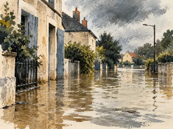Illustration - rue inondée après un orage