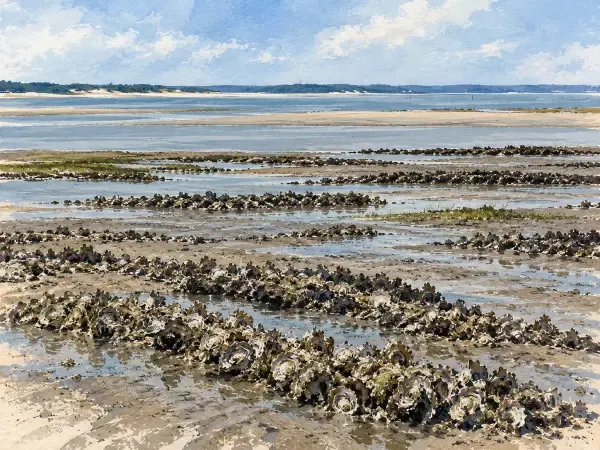 Illustration - Récifs d’huîtres sur une vasière