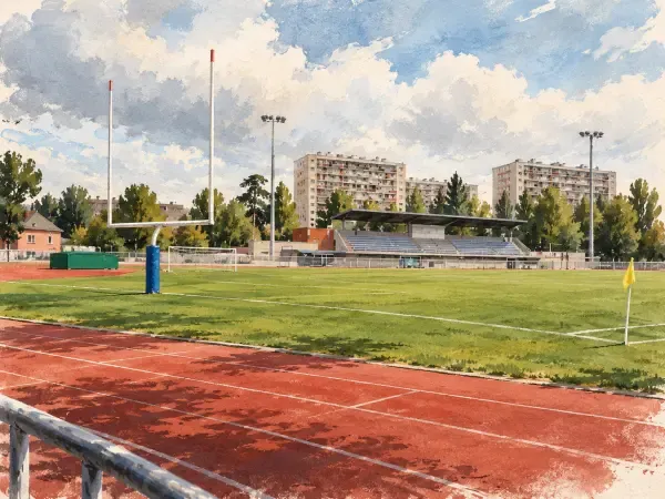Terrain de football et poteaux américains