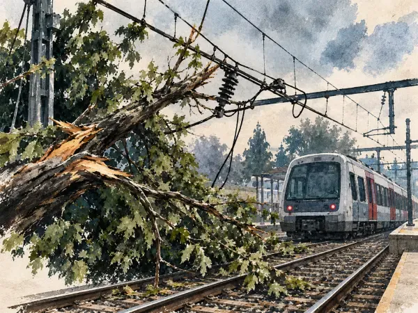Illustration - Arbre tombé sur une caténaire