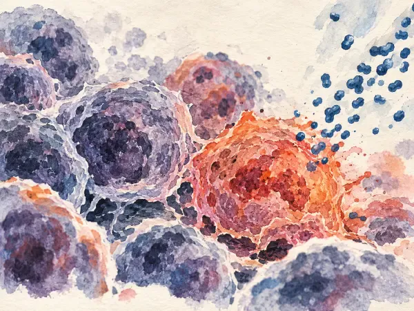 Illustration - Cellules cancéreuses au microscope
