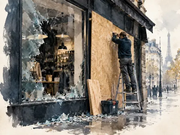 Illustration - Devanture de commerce endommagée
