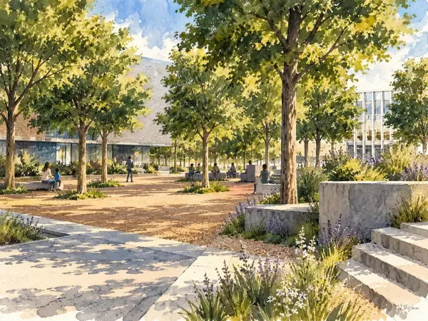 Illustration - espace public arboré à Mouans-Sartoux