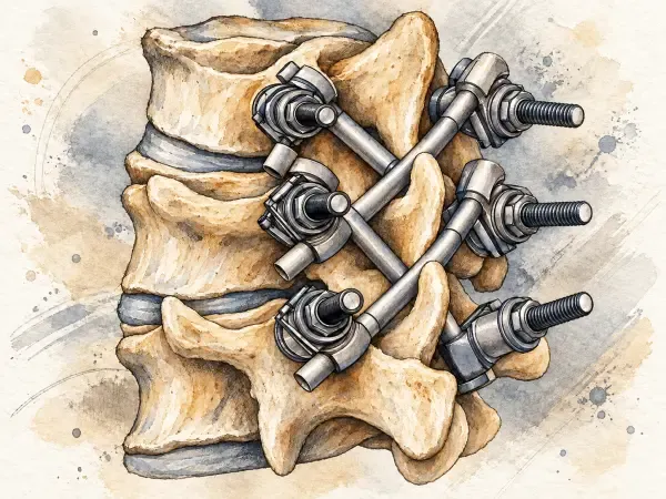 Illustration - Implant rachidien à tiges croisées
