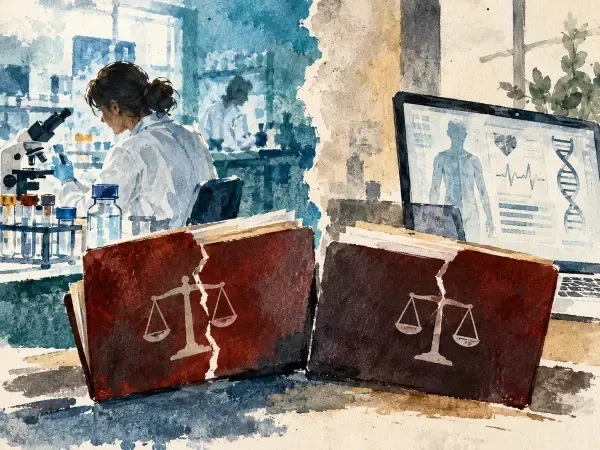 Illustration - Dossiers de recherche clinique sur une table