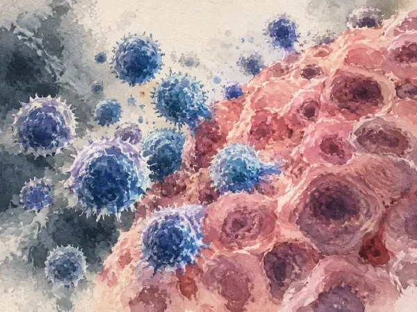 Illustration - Tumeur et cellules immunitaires