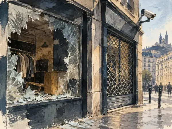 Illustration de commerces lyonnais sinistrés