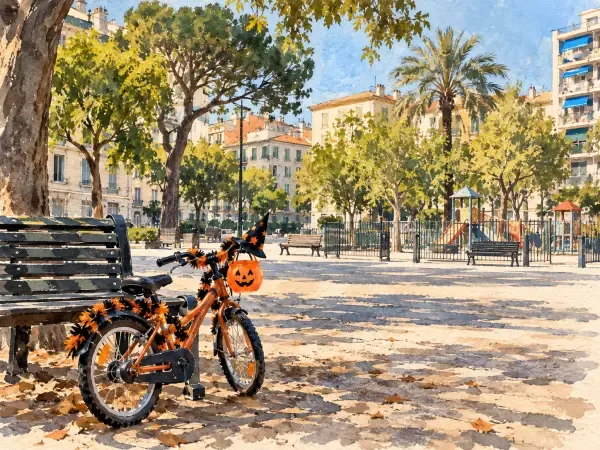 Illustration d'une parade familiale à vélo